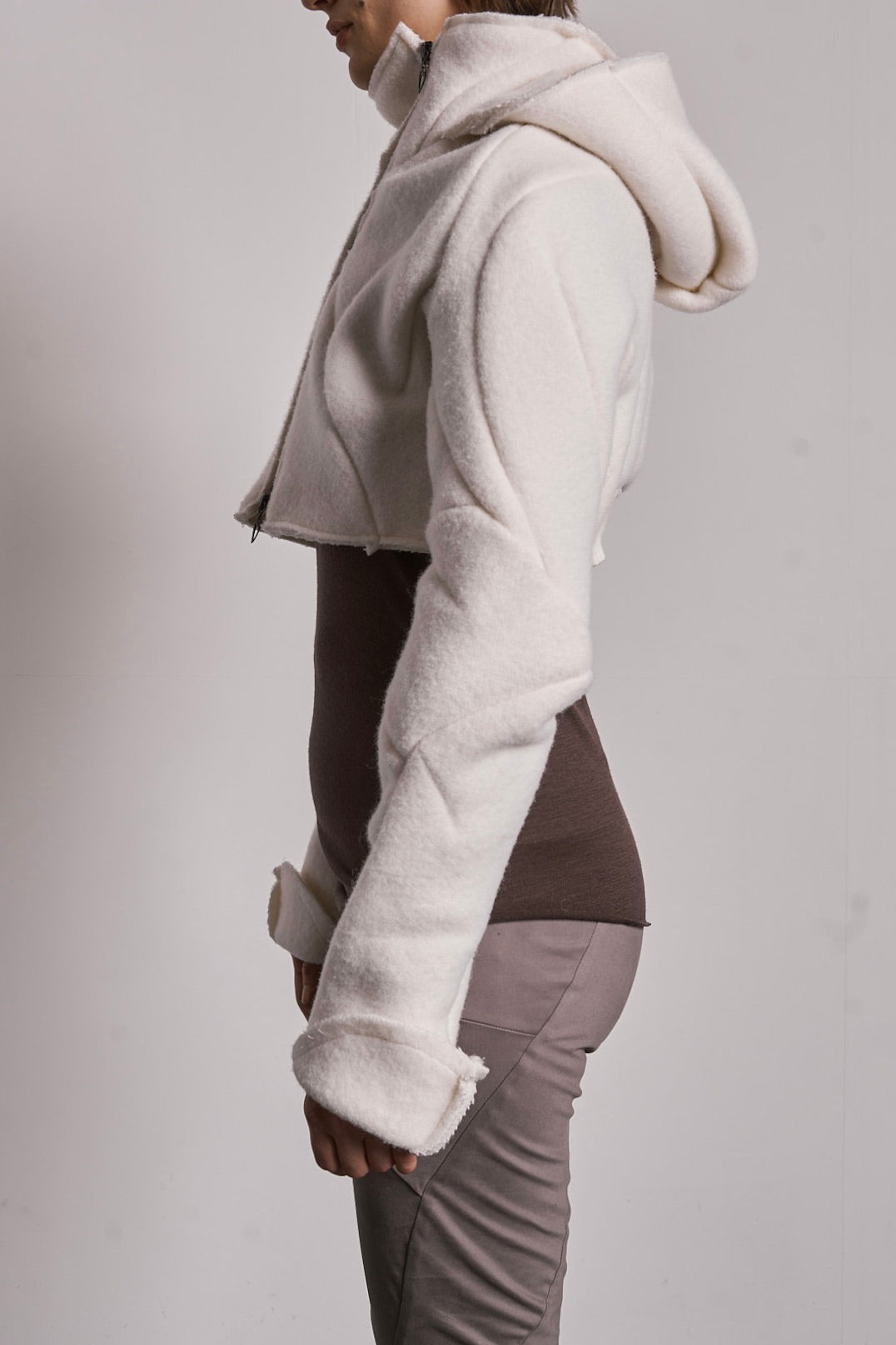 DISTORTION CROPPED HOODED JACKET