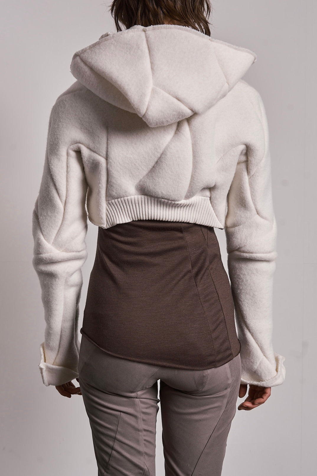 DISTORTION CROPPED HOODED JACKET