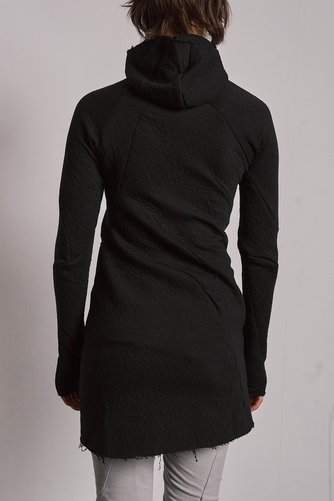 DISTORTION LONG HOODIE ZIPPED