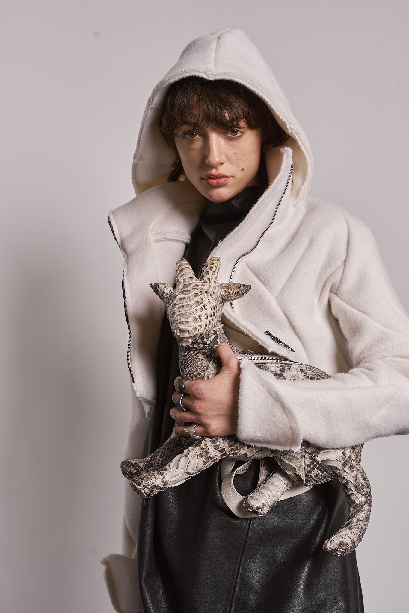 DISTORTION CROPPED HOODED JACKET