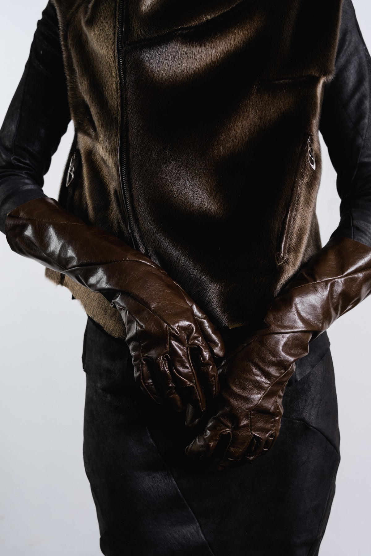 DISTORTION EXTENDED 5 FINGER LONG GLOVES