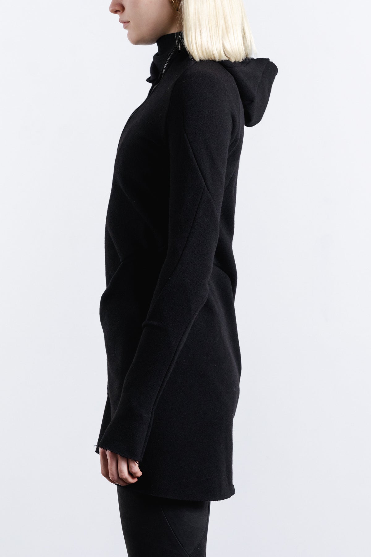 DISTORTION LONG HOODIE W/ ZIP
