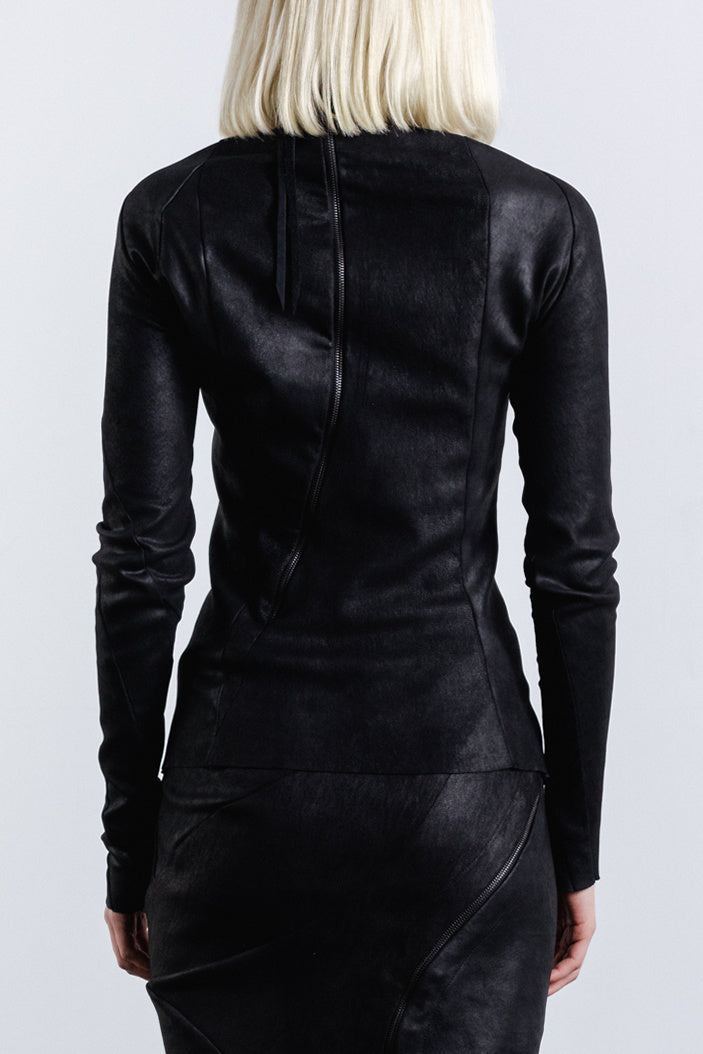 DISTORTION BACK ZIP TOP