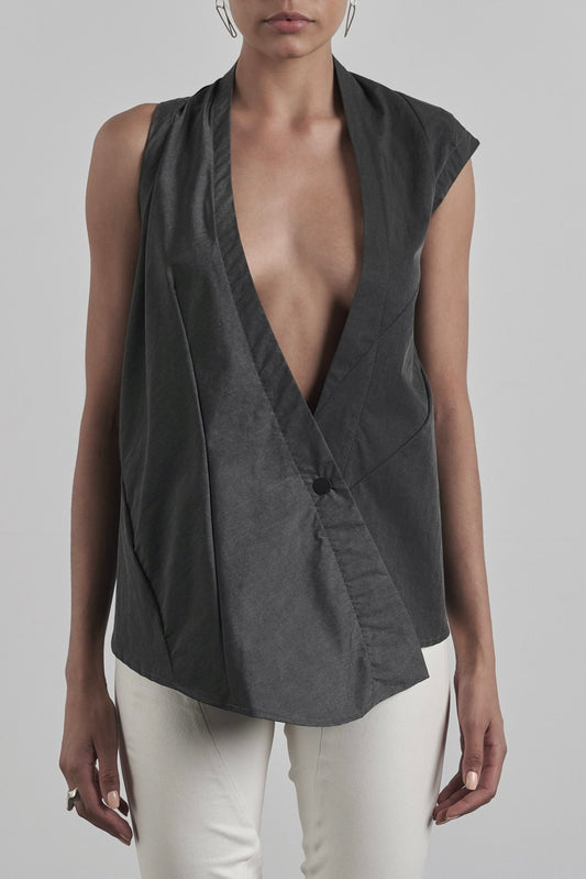 DISTORTION OPEN SHOULDER VEST – Vest, LEON EMANUEL BLANCK