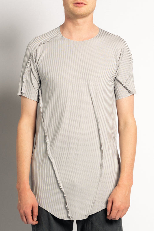 DISTORTION CURVED T-SHIRT MID-LENGTH