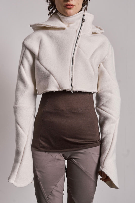 DISTORTION CROPPED HOODED JACKET