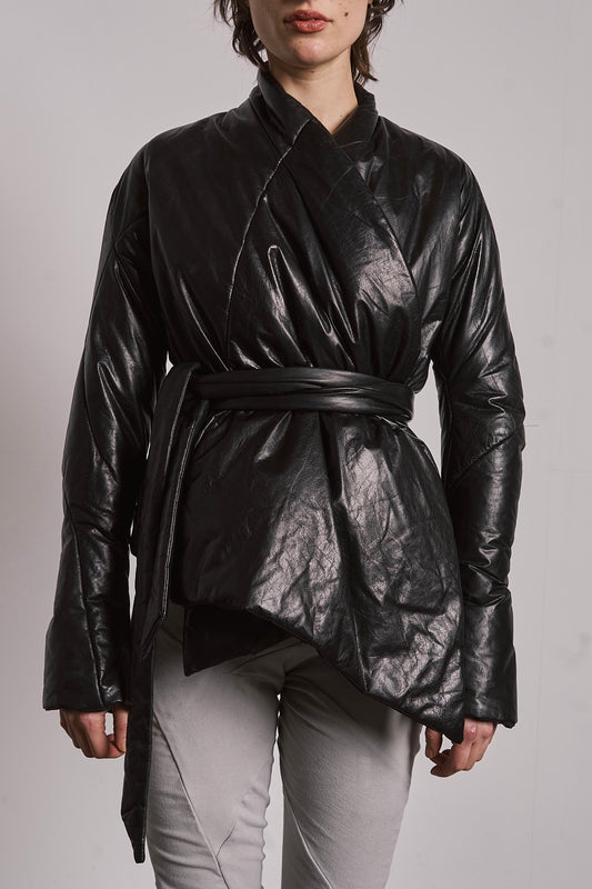 DISTORTION BELTED SHORT CARDIGAN