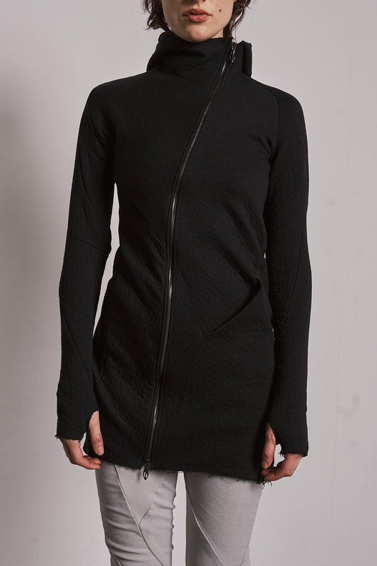 DISTORTION LONG HOODIE ZIPPED
