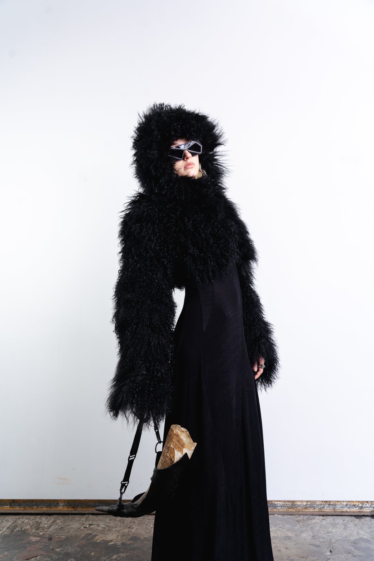 DISTORTION CROPPED HOODED JACKET