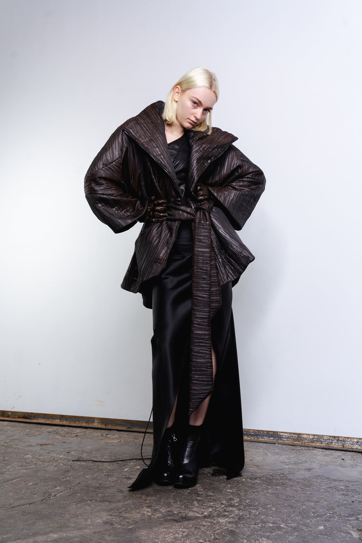 DISTORTION MAXI BOMBER JACKET