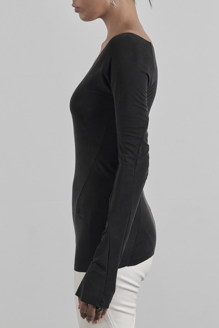 DISTORTION LONG V-SHIRT – Shirt, LEON EMANUEL BLANCK
