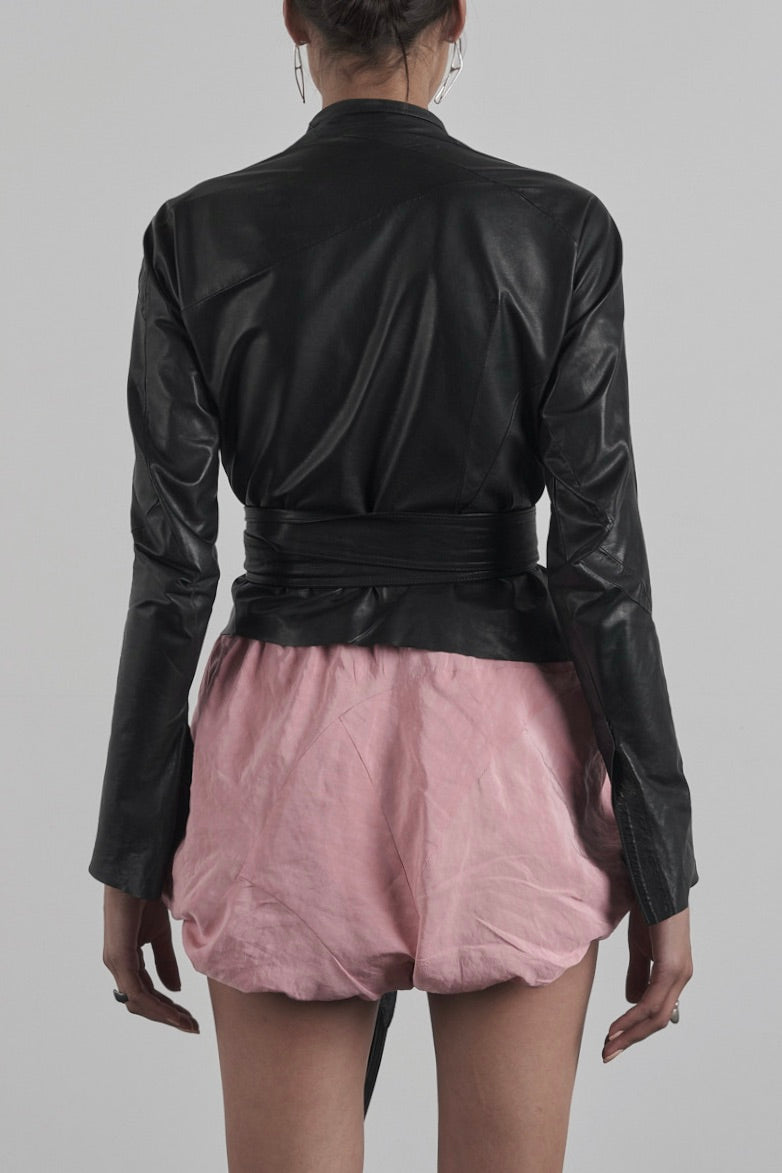 DISTORTION BELTED SHORT CARDIGAN – Cardigan, LEON EMANUEL BLANCK