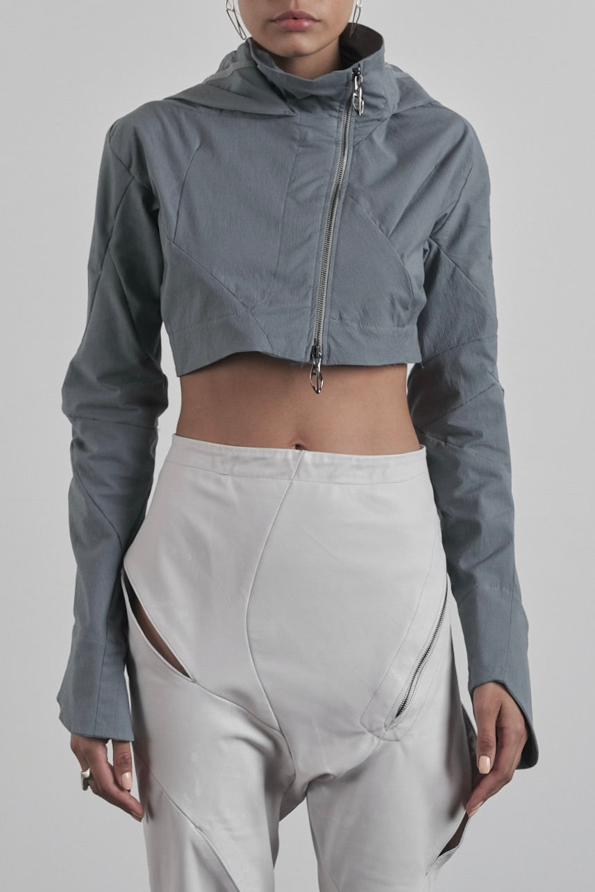 DISTORTION CROPPED HOODED JACKET – Jacket, LEON EMANUEL BLANCK