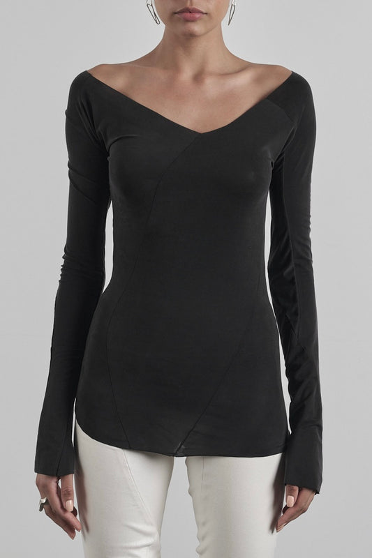 DISTORTION LONG V-SHIRT – Shirt, LEON EMANUEL BLANCK