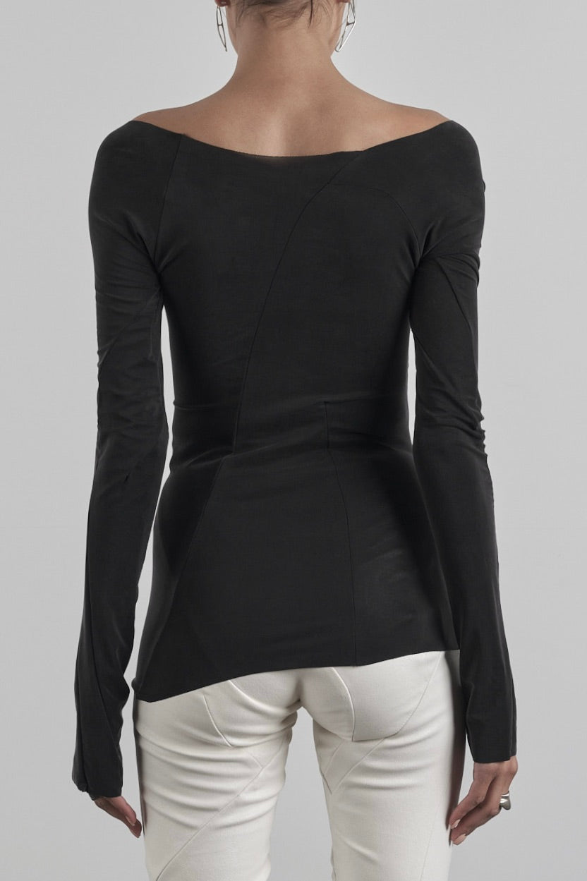 DISTORTION LONG V-SHIRT – Shirt, LEON EMANUEL BLANCK