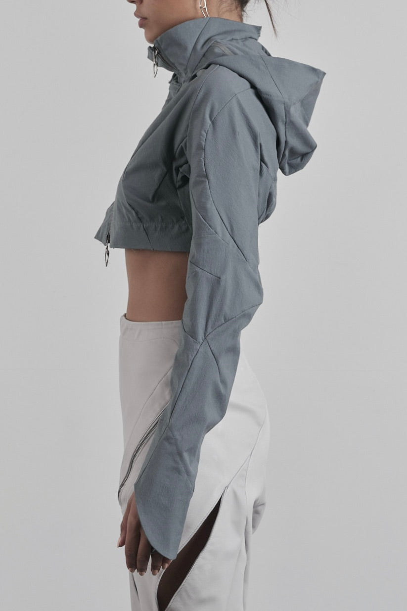 DISTORTION CROPPED HOODED JACKET – Jacket, LEON EMANUEL BLANCK