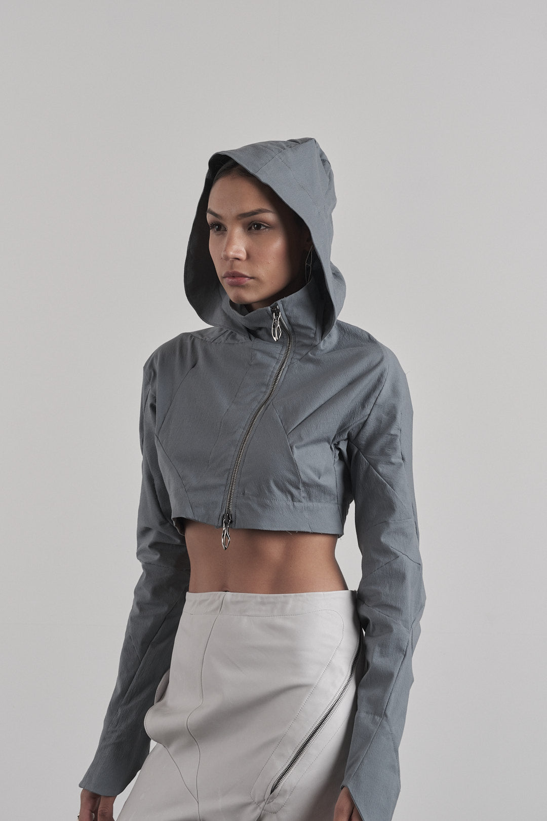 DISTORTION CROPPED HOODED JACKET – Jacket, LEON EMANUEL BLANCK
