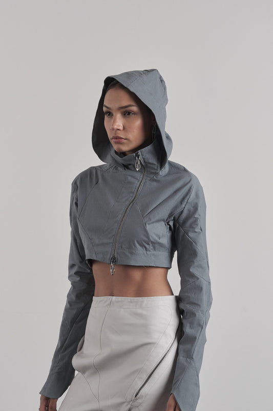 DISTORTION CROPPED HOODED JACKET – Jacket, LEON EMANUEL BLANCK
