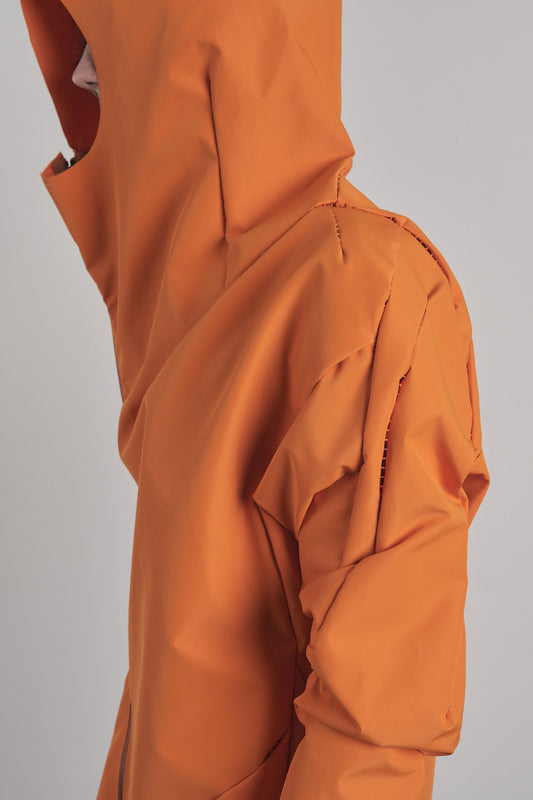 DISTORTION CURVED HOODED COAT – Coat, LEON EMANUEL BLANCK