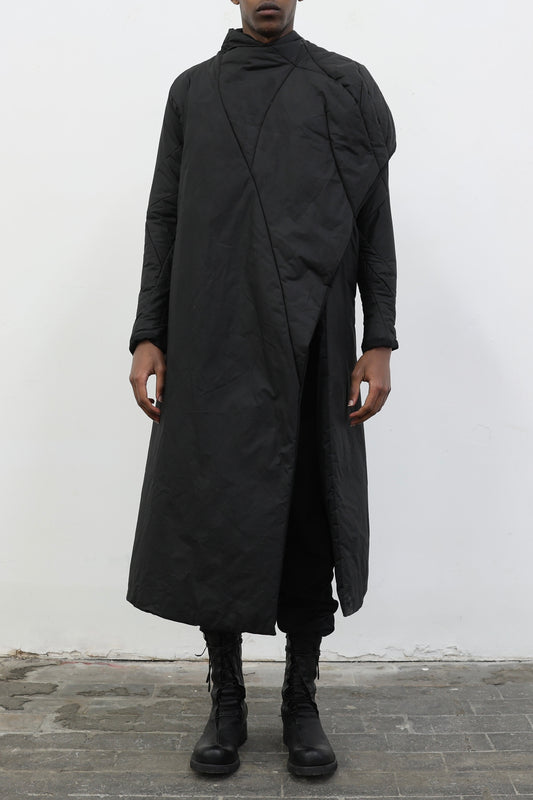 DISTORTION SHOULDER WRAP COAT