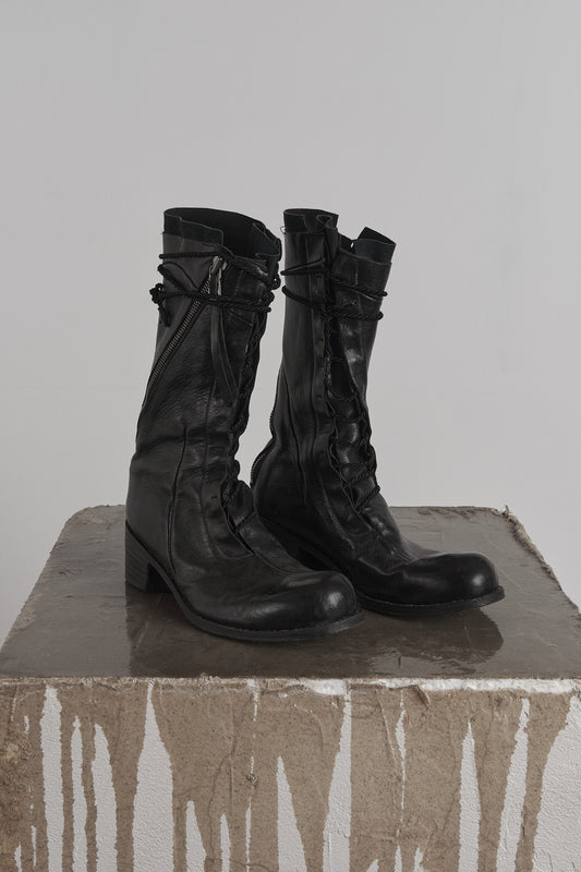 DISTORTION HEELED COMBAT BOOT – Boot, LEON EMANUEL BLANCK